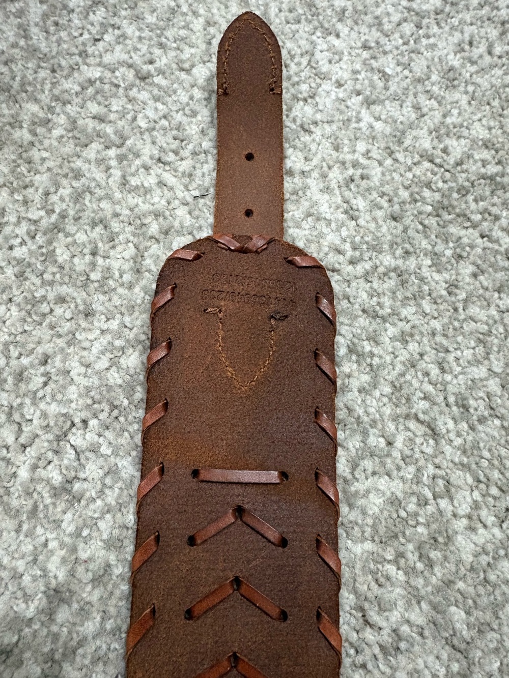 Ralph Lauren Brown Woven Leather Wide Belt Cognac Whipstitch Buckle Western Sz L - Picture 6 of 7